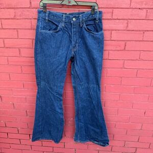 Vintage 70s Levis Orange Tab Bell Bottom Jeans Mens‎ 30x30 Dark Wash Denim Flare